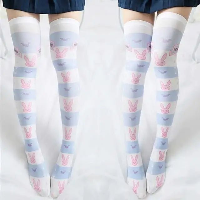 D.Va Thigh High Stockings for Overwatch Fans and Kawaii Gamers - Cosparty