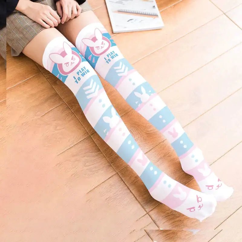 D.Va Thigh High Stockings for Overwatch Fans and Kawaii Gamers - Cosparty