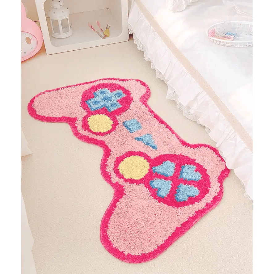 eGirl Gaming Area Rug with Gameboy Design in Pastel Colors - Cosparty