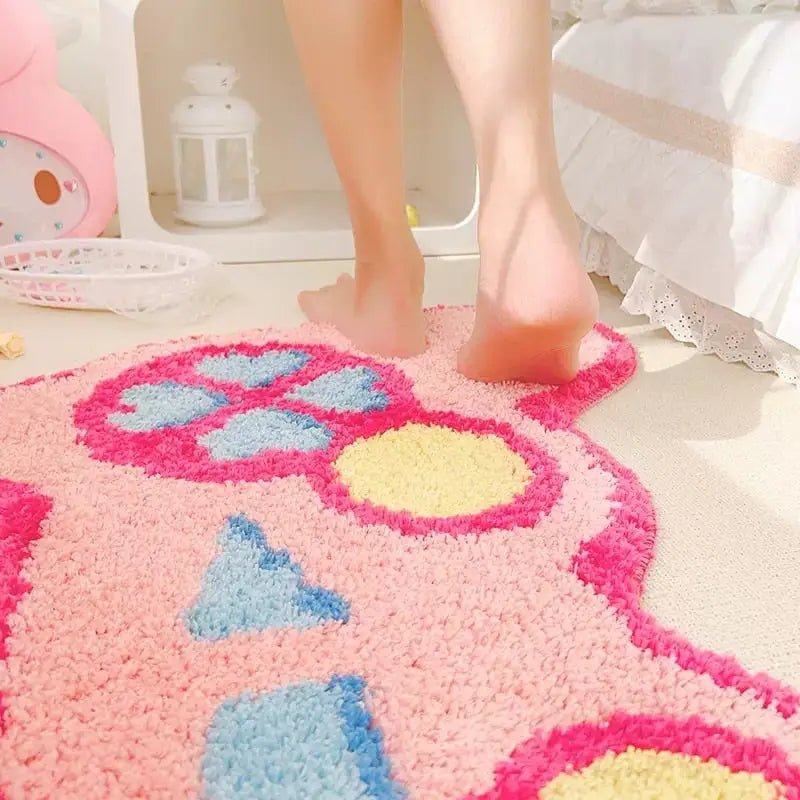 eGirl Gaming Area Rug with Gameboy Design in Pastel Colors - Cosparty