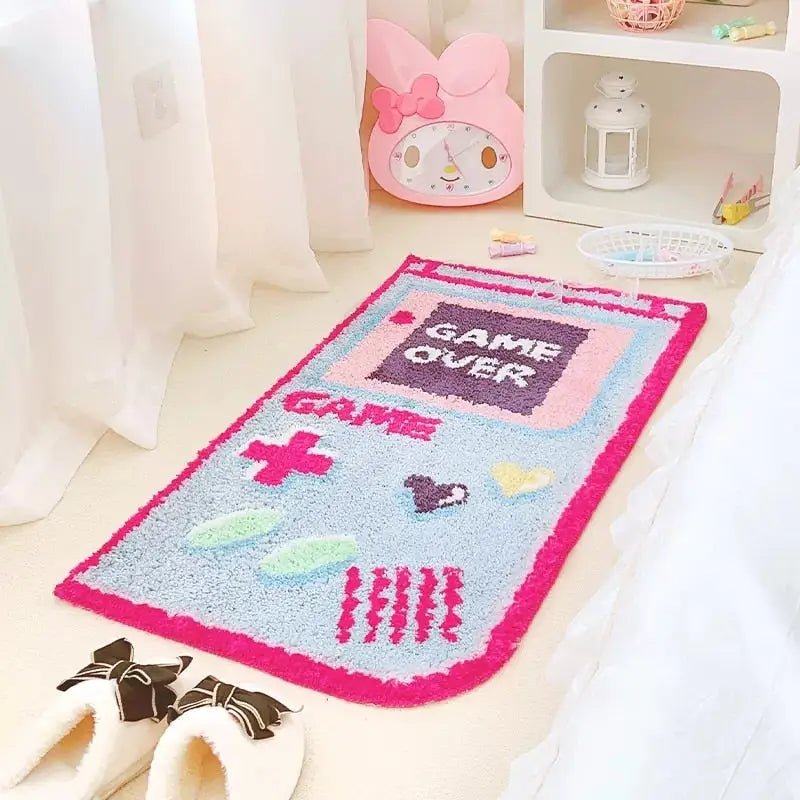 eGirl Gaming Area Rug with Gameboy Design in Pastel Colors - Cosparty