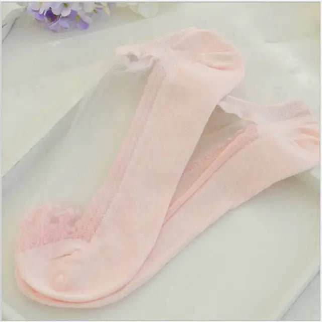 Elegant Lace Band Socks in Clear Fabric and Various Colors - Cosparty