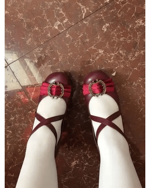 Elegant Lolita Block - Heeled Shoes with Bow Embellishments - Cosparty