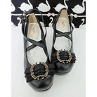 Elegant Lolita Block - Heeled Shoes with Bow Embellishments - Cosparty