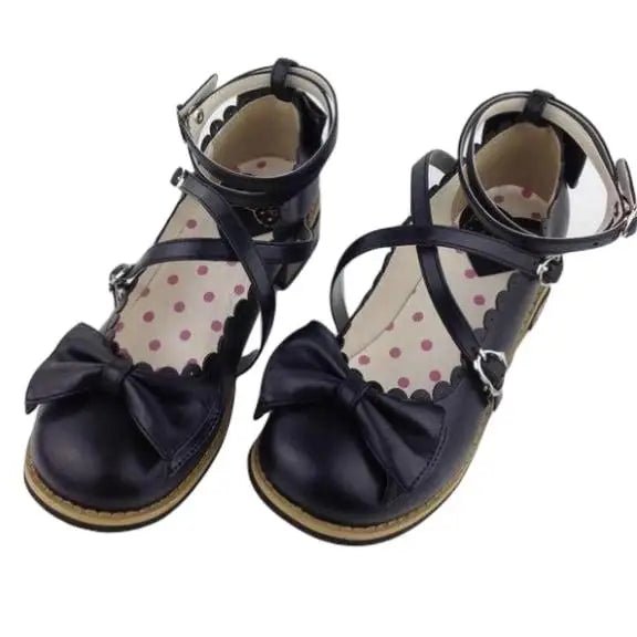 Elegant Lolita Shoes with Comfy Low Heel and Secure Buckle - Cosparty