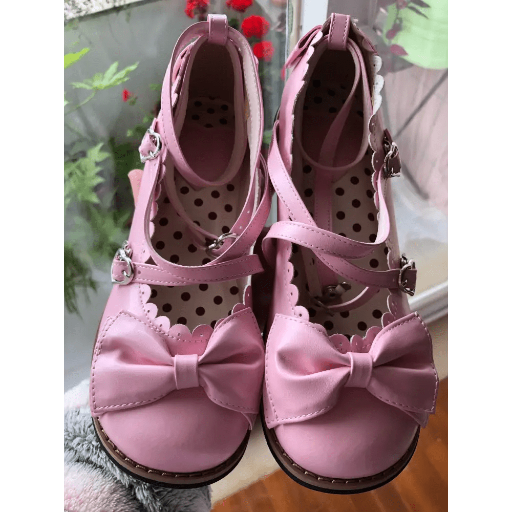 Elegant Lolita Shoes with Comfy Low Heel and Secure Buckle - Cosparty