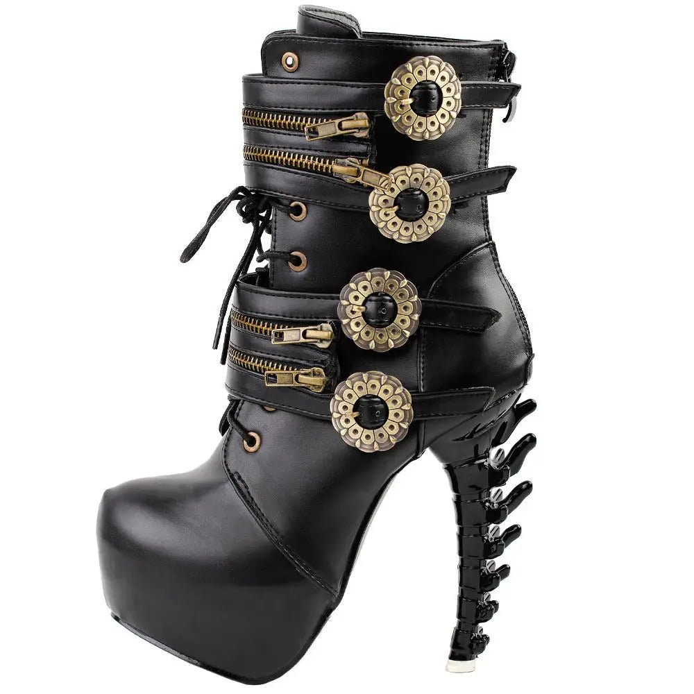 Elegant Steampunk Boots with Clockwork Wheels and Brass Accents - Cosparty
