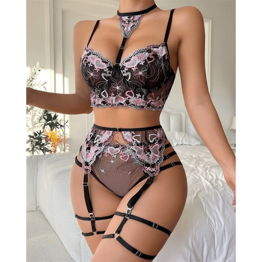 Enamored Lingerie Set for Playful Charm and Pastel Goth Allure - Cosparty