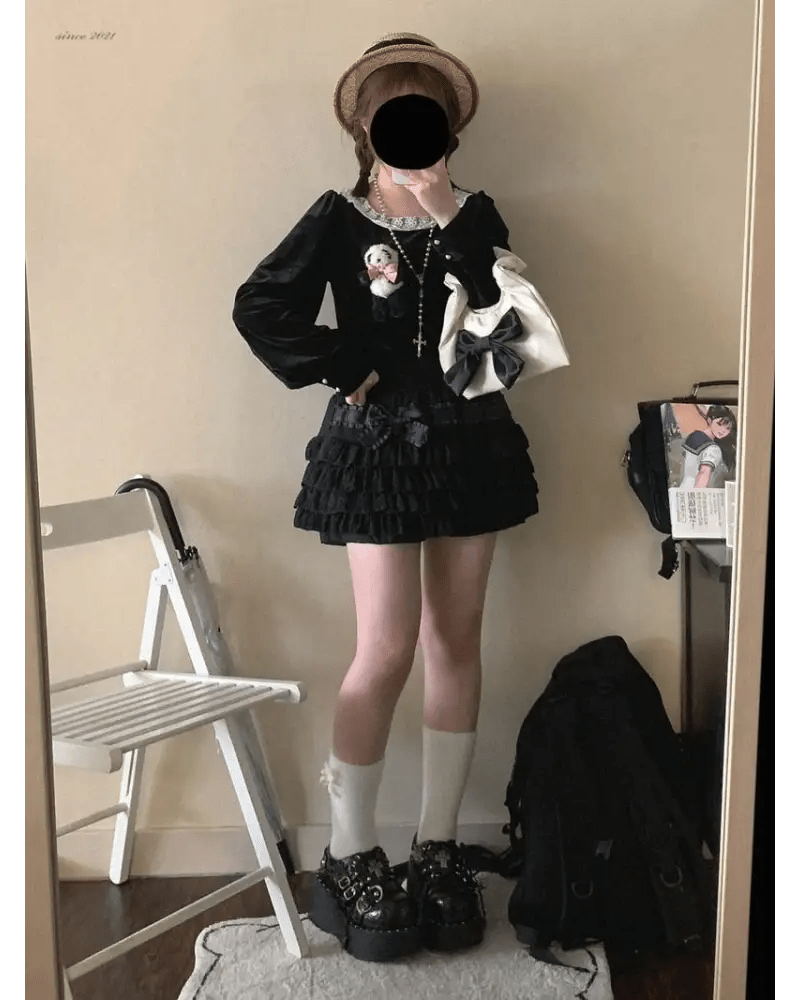 Enchanting Lace Cake Skirt in Classic Color Palette for a Dreamy Look - Cosparty