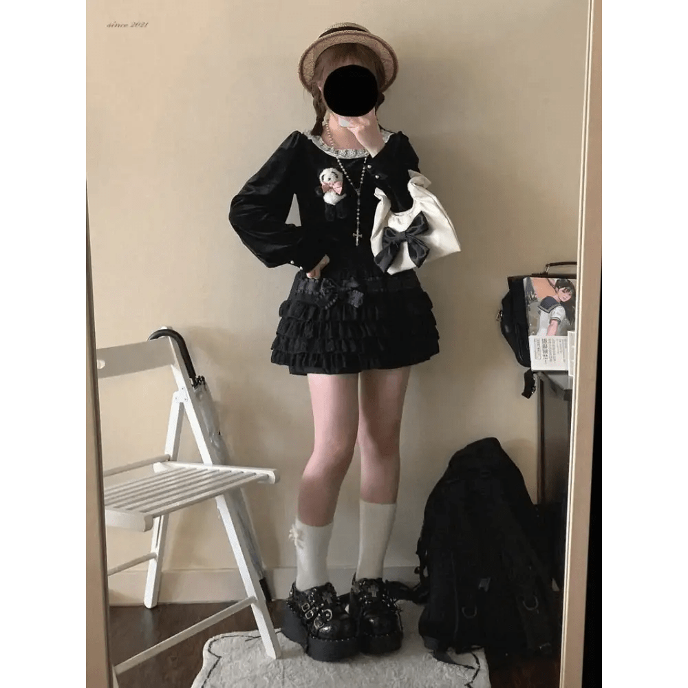 Enchanting Lace Cake Skirt in Classic Color Palette for a Dreamy Look - Cosparty