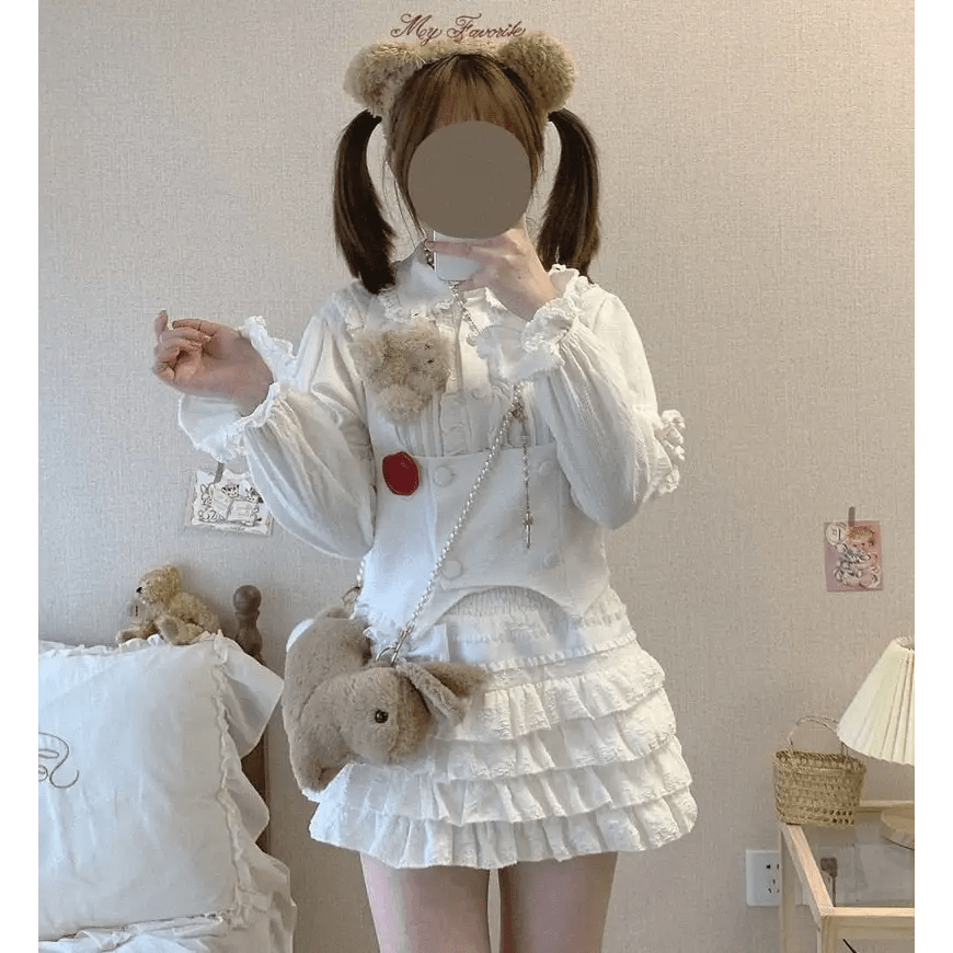 Enchanting Lace Cake Skirt in Classic Color Palette for a Dreamy Look - Cosparty