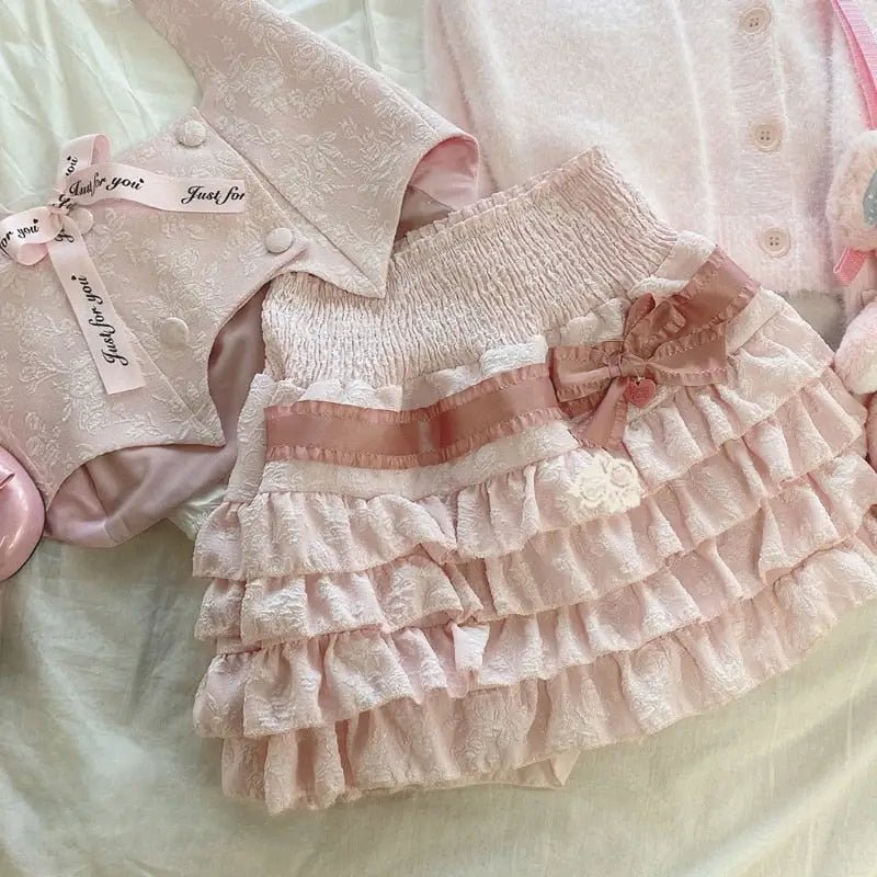 Enchanting Lace Cake Skirt in Classic Color Palette for a Dreamy Look - Cosparty