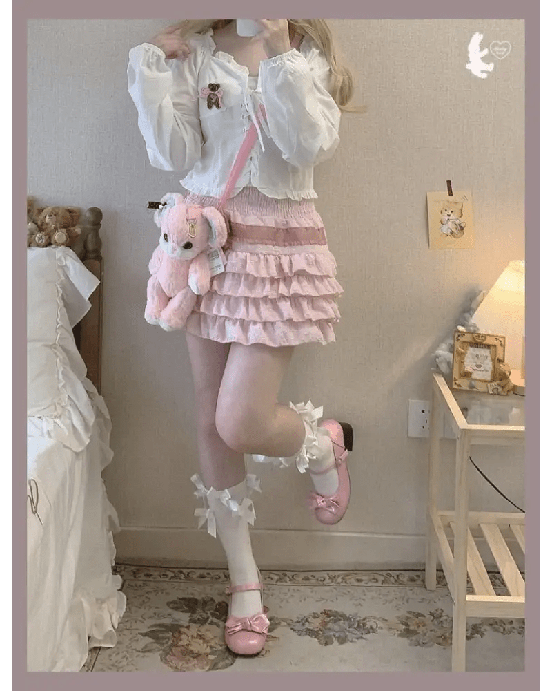 Enchanting Lace Cake Skirt in Classic Color Palette for a Dreamy Look - Cosparty