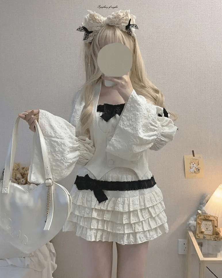 Enchanting Lace Cake Skirt in Classic Color Palette for a Dreamy Look - Cosparty