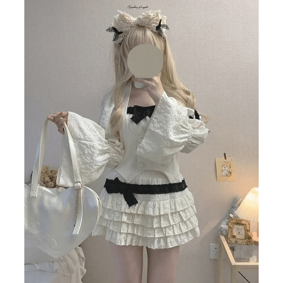 Enchanting Lace Cake Skirt in Classic Color Palette for a Dreamy Look - Cosparty