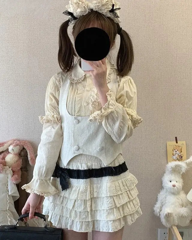 Enchanting Lace Cake Skirt in Classic Color Palette for a Dreamy Look - skirt