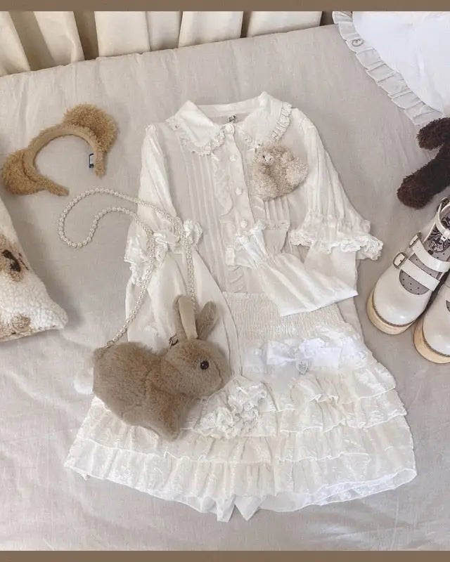 Enchanting Lace Cake Skirt in Classic Color Palette for a Dreamy Look - Cosparty