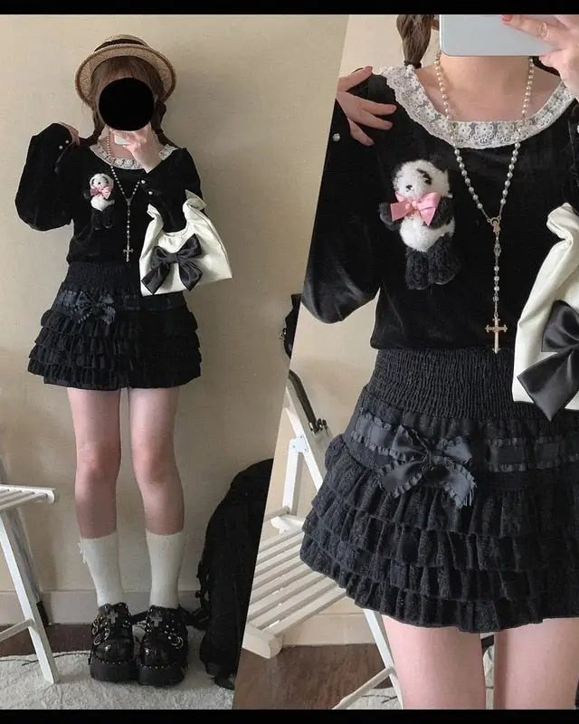 Enchanting Lace Cake Skirt in Classic Color Palette for a Dreamy Look - Cosparty