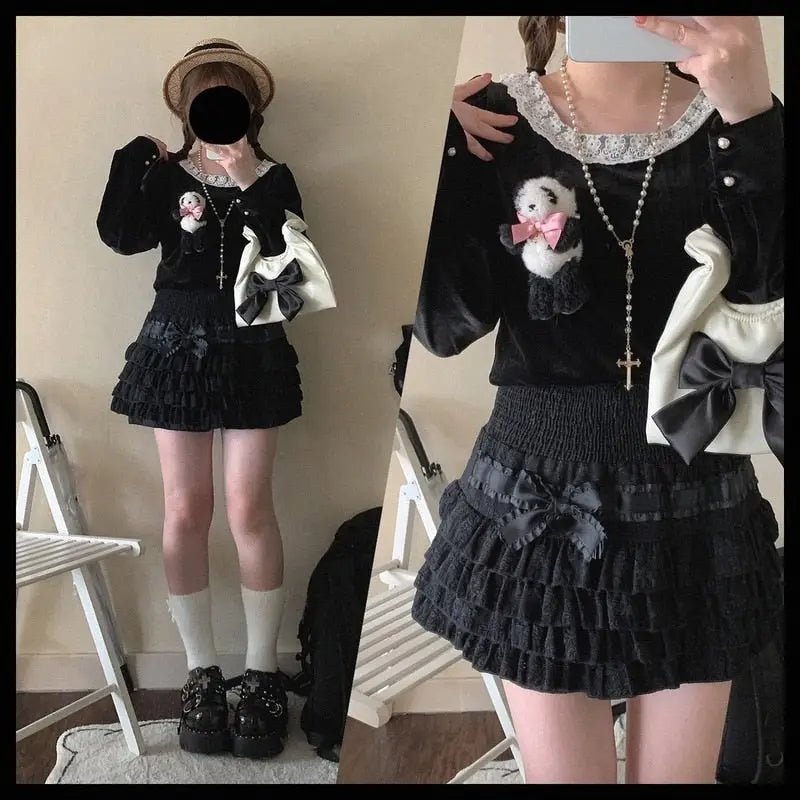 Enchanting Lace Cake Skirt in Classic Color Palette for a Dreamy Look - Cosparty