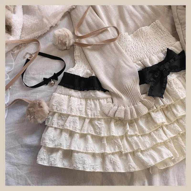 Enchanting Lace Cake Skirt in Classic Color Palette for a Dreamy Look - Cosparty