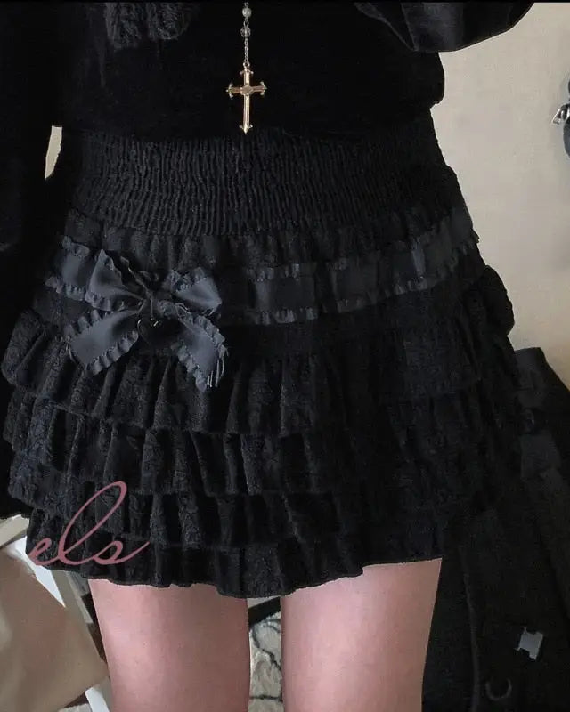 Angel Cake Skirt - Black - skirt