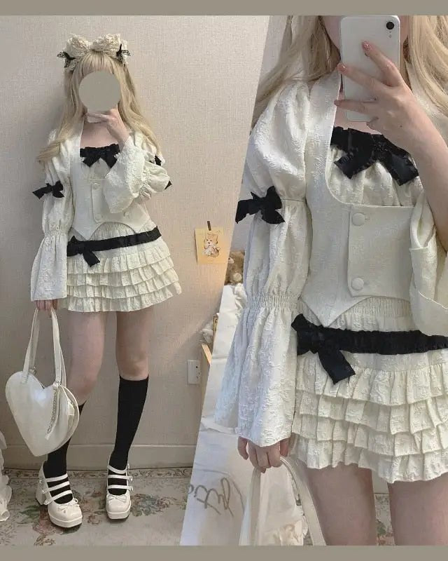 Enchanting Lace Cake Skirt in Classic Color Palette for a Dreamy Look - Cosparty