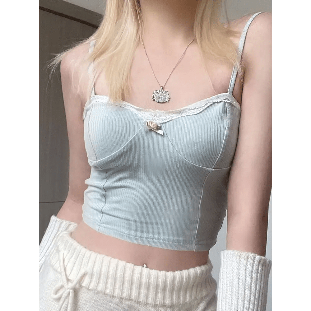Ethereal Blue Rosebud Cami for Fairycore Enthusiasts - Cosparty