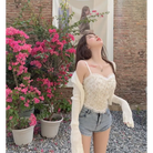 Ethereal Floral Camisole Inspired by Vintage French Film Elegance - shirt