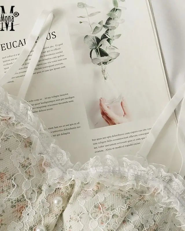 Ethereal Floral Camisole Inspired by Vintage French Film Elegance - Cosparty