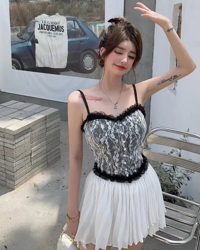 Ethereal Floral Camisole Inspired by Vintage French Film Elegance - shirt