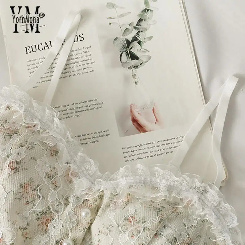 Ethereal Floral Camisole Inspired by Vintage French Film Elegance - shirt