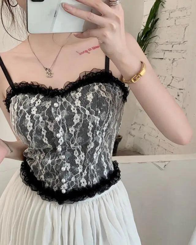 Ethereal Floral Camisole Inspired by Vintage French Film Elegance - shirt