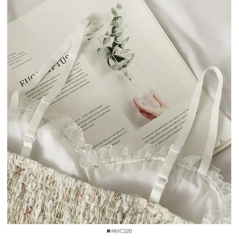 Ethereal Floral Camisole Inspired by Vintage French Film Elegance - shirt