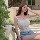 Ethereal Floral Camisole Inspired by Vintage French Film Elegance - shirt