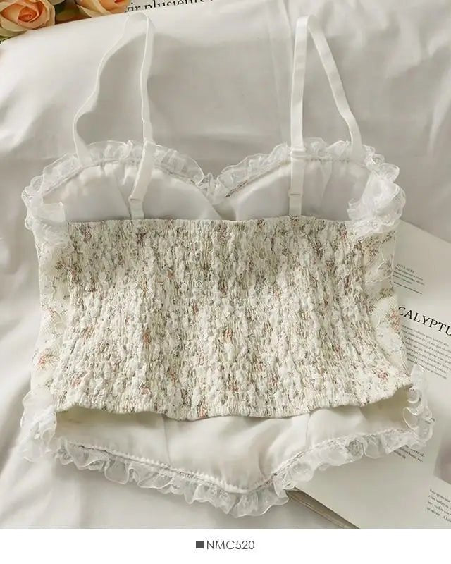 Ethereal Floral Camisole Inspired by Vintage French Film Elegance - Cosparty