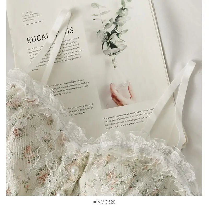 Ethereal Floral Camisole Inspired by Vintage French Film Elegance - Cosparty