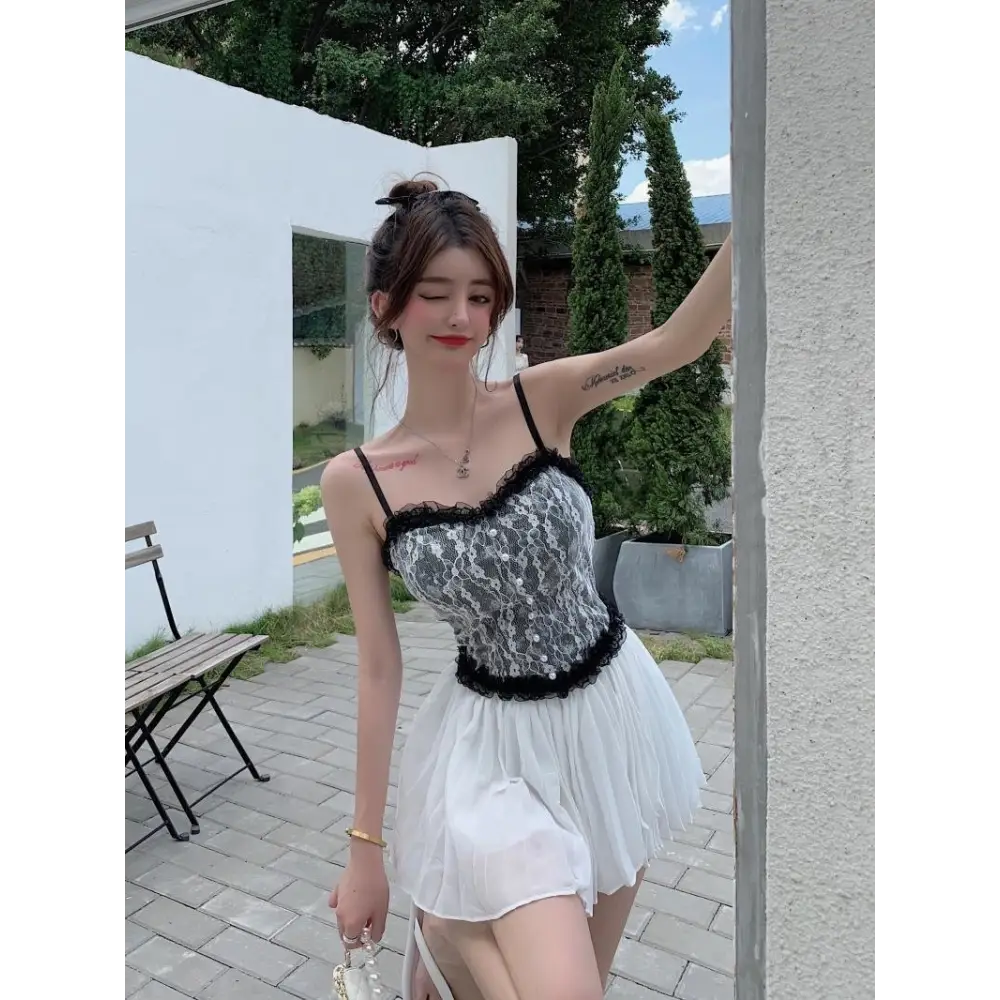 Ethereal Floral Camisole Inspired by Vintage French Film Elegance - shirt