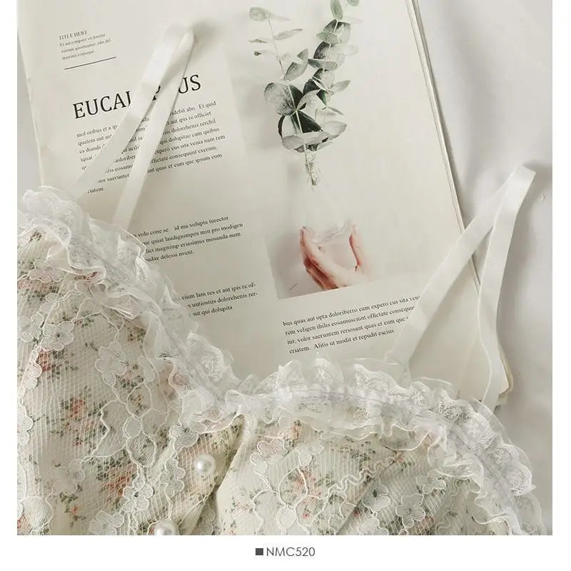 Ethereal Floral Camisole Inspired by Vintage French Film Elegance - shirt