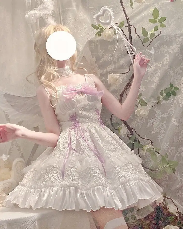 Angel Assembly Lolita Dress - White Pink / S - dress