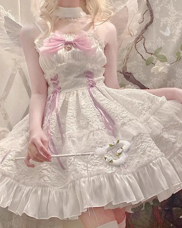 Angel Assembly Lolita Dress - White Purple / S - dress