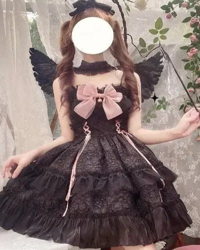 Ethereal Princess Lace Dress with Ruffles and Bows - Cosparty