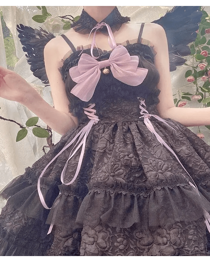 Ethereal Princess Lace Dress with Ruffles and Bows - Cosparty