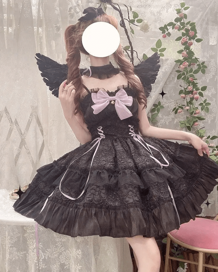 Ethereal Princess Lace Dress with Ruffles and Bows - Cosparty