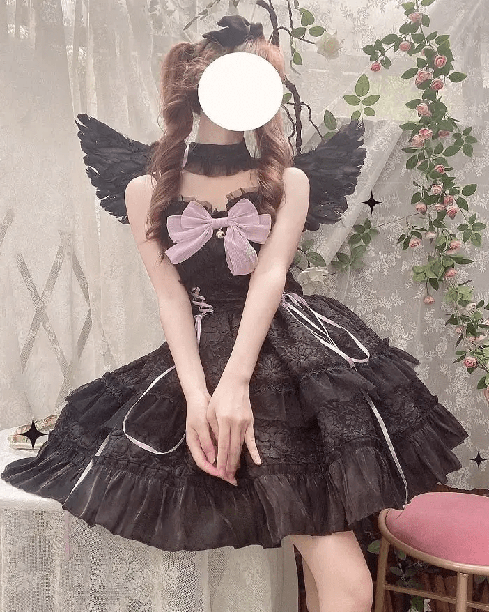 Ethereal Princess Lace Dress with Ruffles and Bows - Cosparty