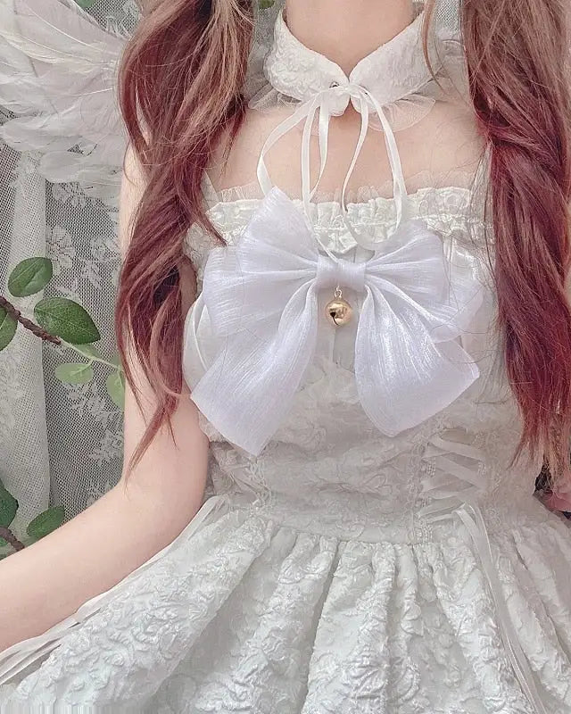 Ethereal Princess Lace Dress with Ruffles and Bows - dress