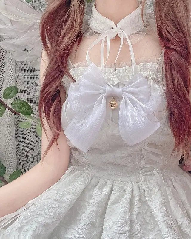 Ethereal Princess Lace Dress with Ruffles and Bows - Cosparty