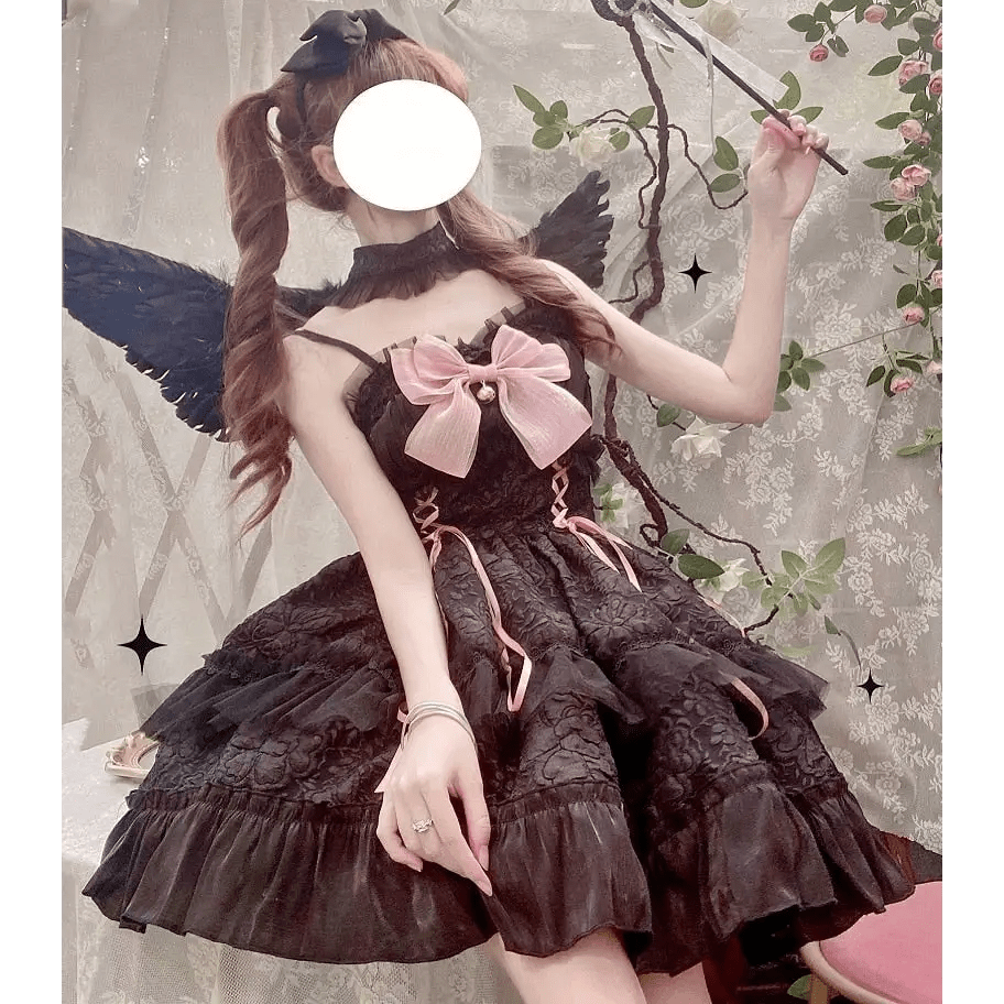 Ethereal Princess Lace Dress with Ruffles and Bows - Cosparty