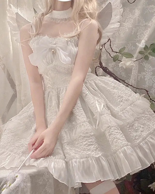 Angel Assembly Lolita Dress - All White / S - dress