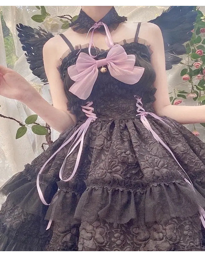 Ethereal Princess Lace Dress with Ruffles and Bows - dress