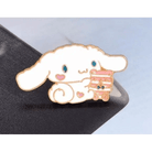 Exquisite White Cinnamoroll Puppy Enamel Pin with Pink Cake Design - Cosparty